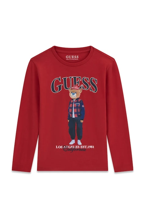 Guess Longsleeve dziecięcy bawełniany czerwony L6BI11 K5732
