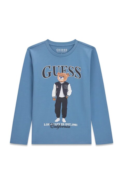 Guess Longsleeve dziecięcy bawełniany niebieski L6BI11 K5732