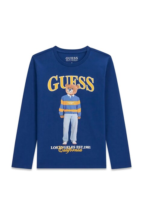 Guess Longsleeve dziecięcy bawełniany niebieski L6BI11 K5732