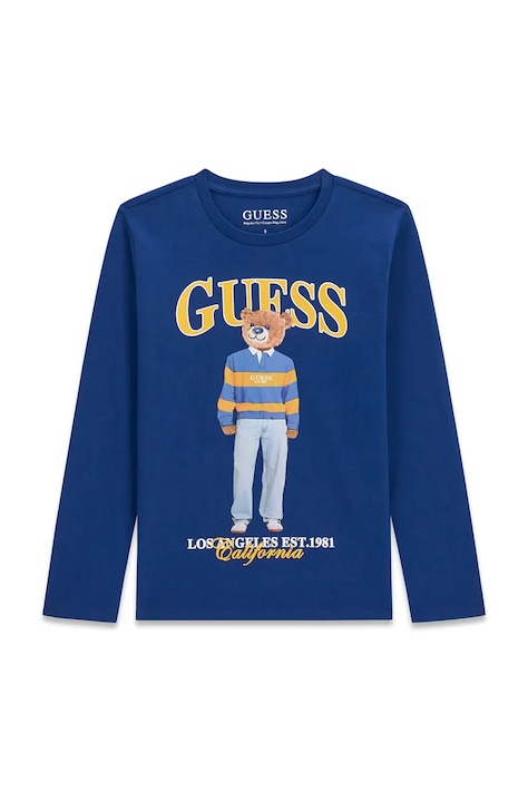 Guess Longsleeve dziecięcy bawełniany niebieski L6BI11 K5732