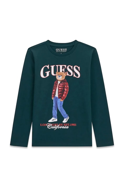 Guess Longsleeve dziecięcy bawełniany zielony L6BI11 K5732