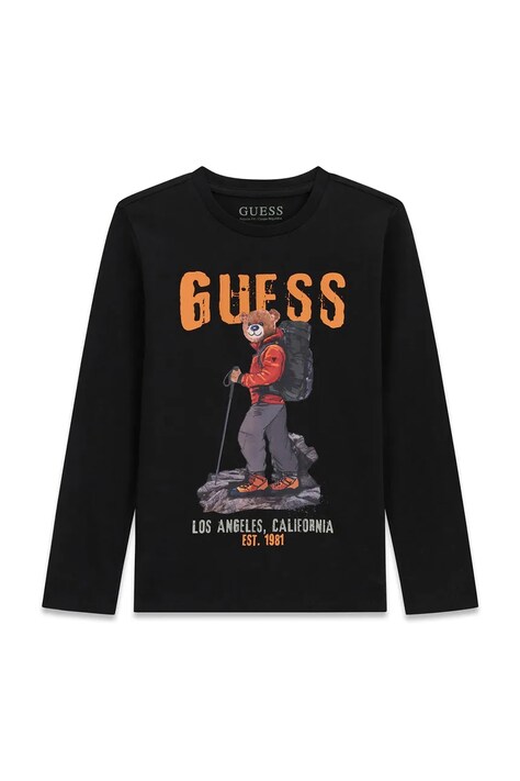 Guess Longsleeve dziecięcy bawełniany czarny L6BI11 K5732