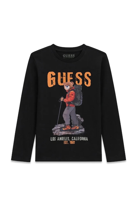 Guess Longsleeve dziecięcy bawełniany czarny L6BI11 K5732