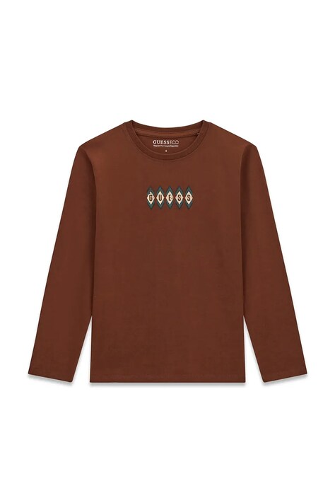 Guess Longsleeve dziecięcy bawełniany brązowy L6BI01 K5722