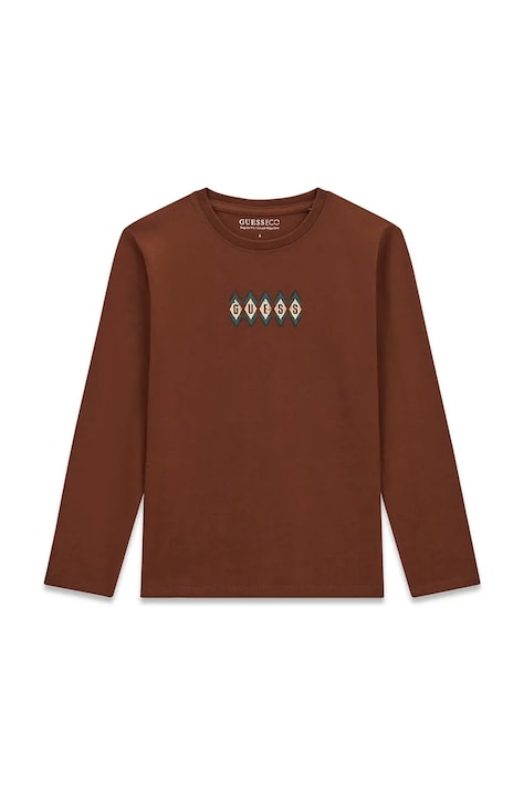 Guess Longsleeve dziecięcy bawełniany brązowy L6BI01 K5722