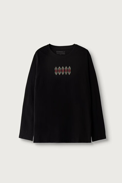 Guess Tričko s dlouhým rukávem dětské bavlněné černé L6BI01 K5722