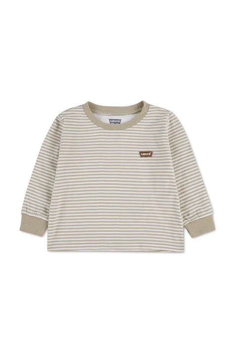 Levi's блуза с дълги ръкави за деца с памук STRIPE TEE бежова 6ER739