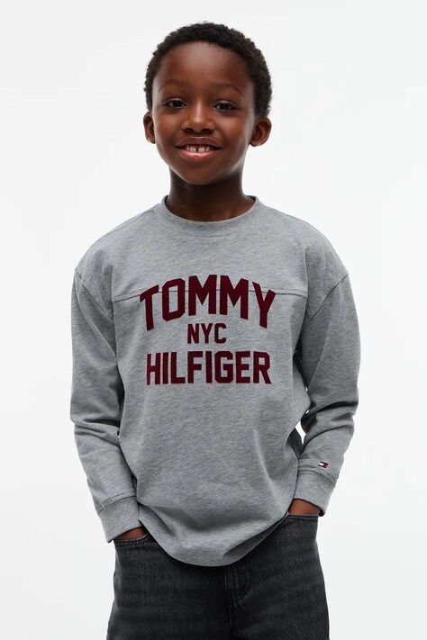 Tommy Hilfiger Longsleeve dziecięcy bawełniany szary KB0KB10642