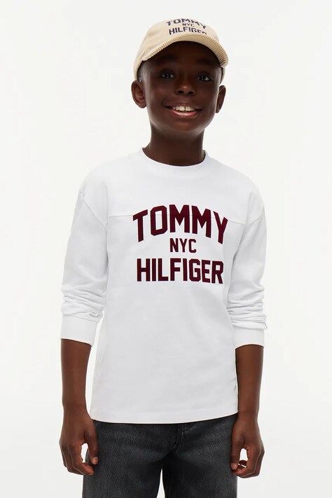 Tommy Hilfiger Longsleeve dziecięcy bawełniany biały KB0KB10642
