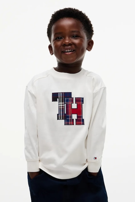 Tommy Hilfiger Longsleeve dziecięcy bawełniany biały KB0KB10732