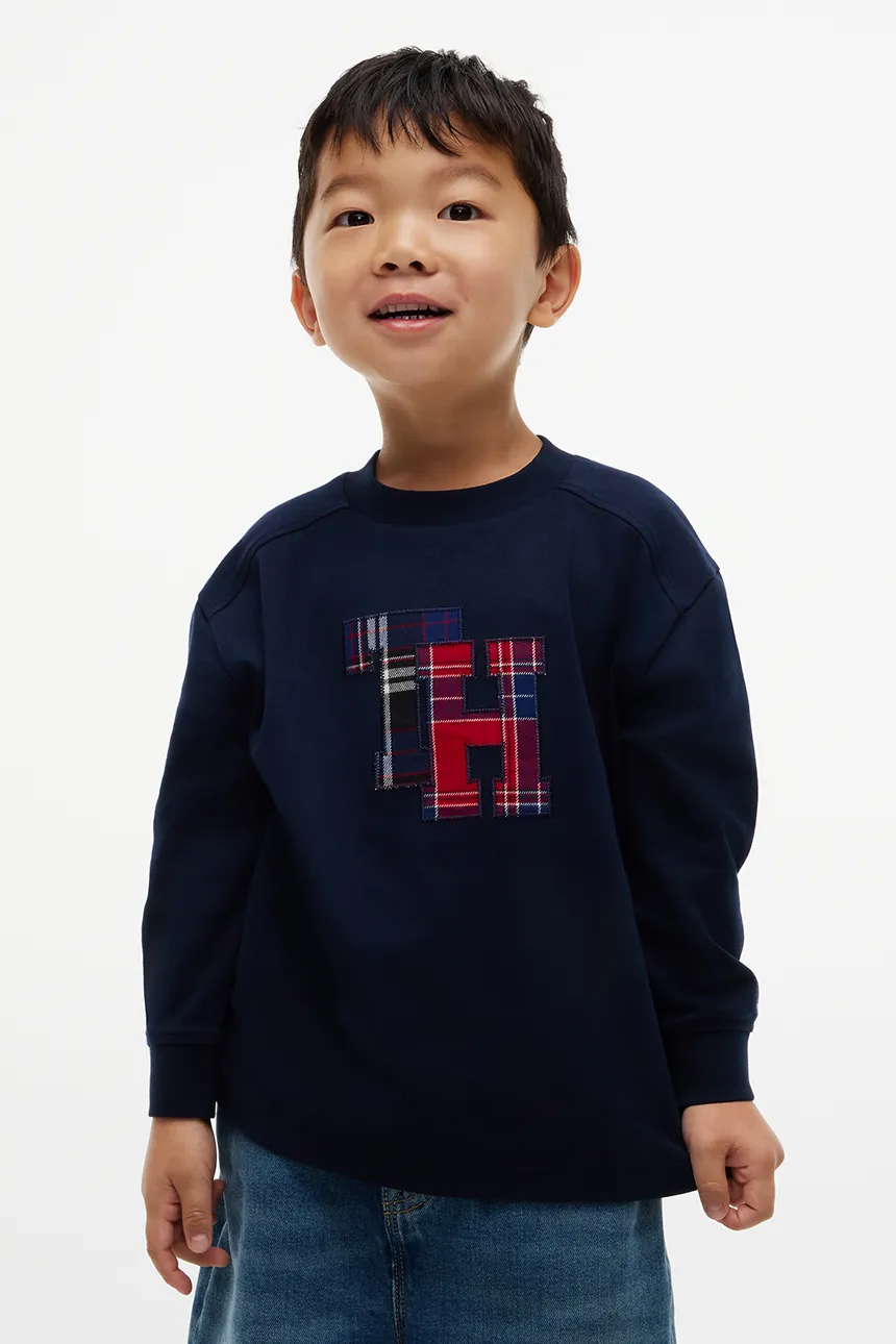 Tommy Hilfiger Longsleeve dziecięcy bawełniany granatowy KB0KB10732