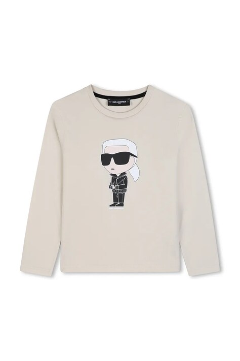 Karl Lagerfeld Μακρυμάνικο παιδικό βαμβακερό μπεζ Z31369