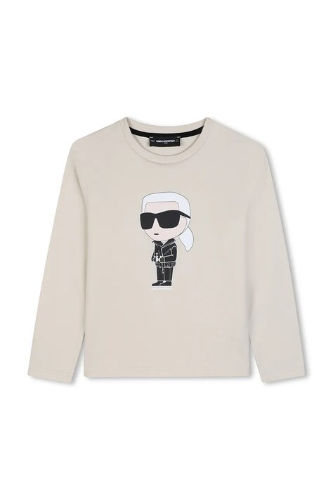 Karl Lagerfeld Μακρυμάνικο παιδικό βαμβακερό μπεζ Z31369