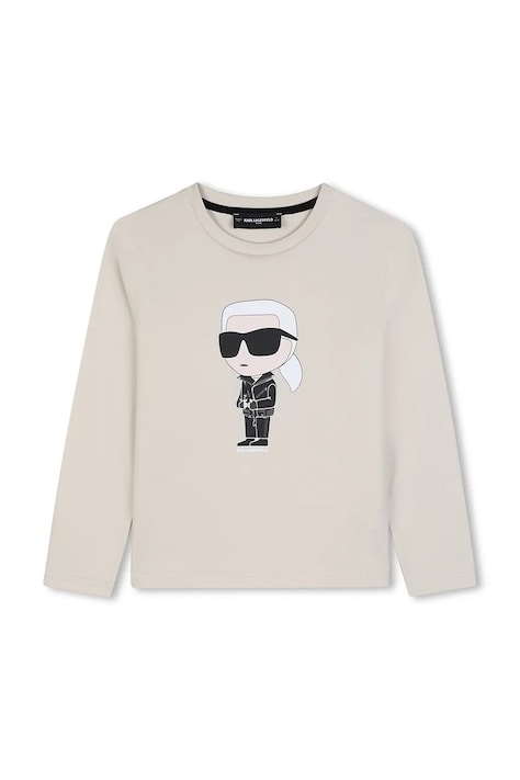 Karl Lagerfeld Μακρυμάνικο παιδικό βαμβακερό μπεζ Z31369