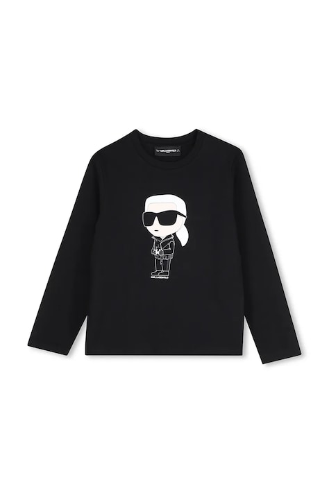 Karl Lagerfeld Μακρυμάνικο παιδικό βαμβακερό μαύρο Z31369