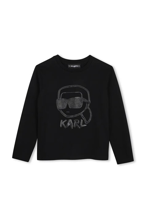 Karl Lagerfeld Μακρυμάνικο παιδικό βαμβακερό μαύρο Z31360