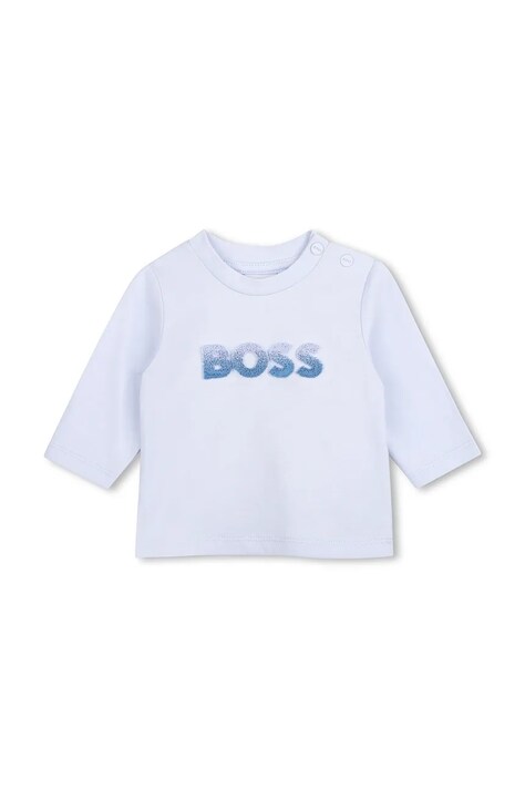 BOSS longsleeve niemowlęcy bawełniany niebieski J53286