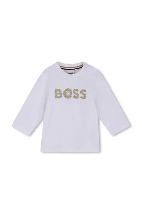 BOSS Tričko s dlouhým rukávem dětské bavlněné bílé J53500