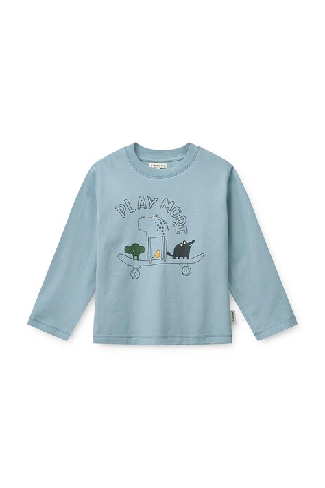 Liewood Longsleeve dziecięcy bawełniany Francis Placement LS T-shirt niebieski LW21025
