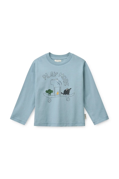 Liewood Longsleeve dziecięcy bawełniany Francis Placement LS T-shirt niebieski LW21025