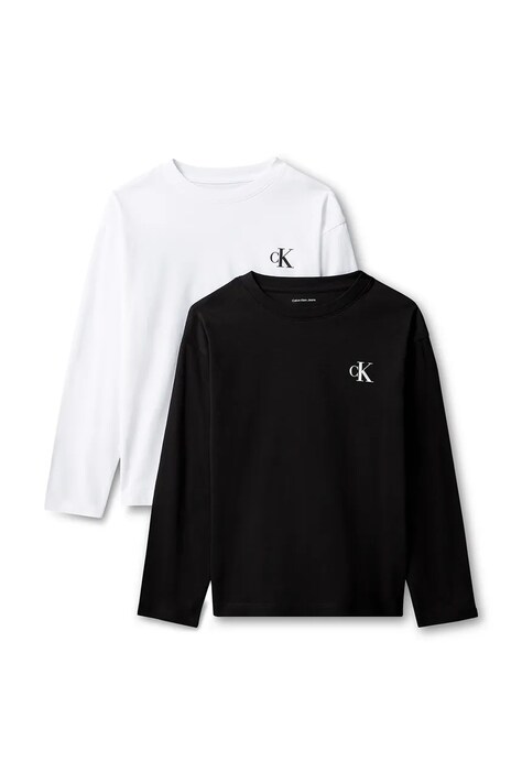 Calvin Klein Jeans Longsleeve dziecięcy bawełniany 2-pack czarny LVCKTJI21B