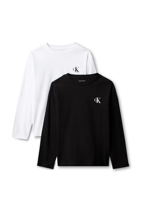 Calvin Klein Jeans Longsleeve dziecięcy bawełniany 2-pack czarny LVCKTJI21B