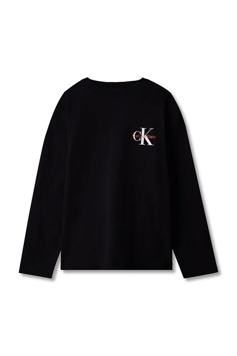 Calvin Klein Jeans Longsleeve dziecięcy bawełniany czarny LVCKTJA17U