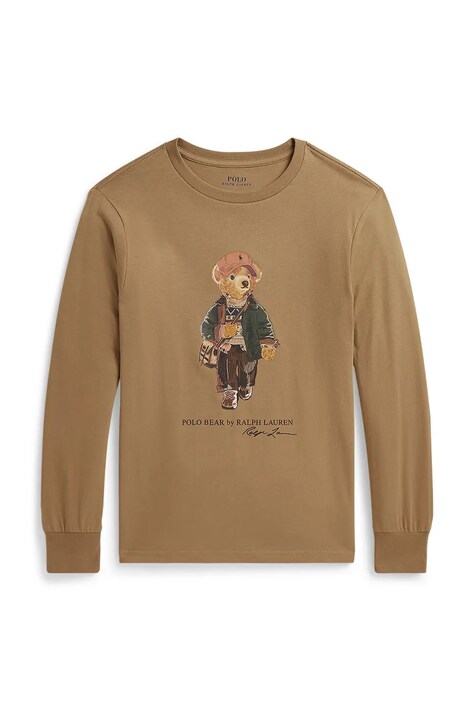 Polo Ralph Lauren majica dugih rukava za djecu od pamuka smeđa 323B27277001