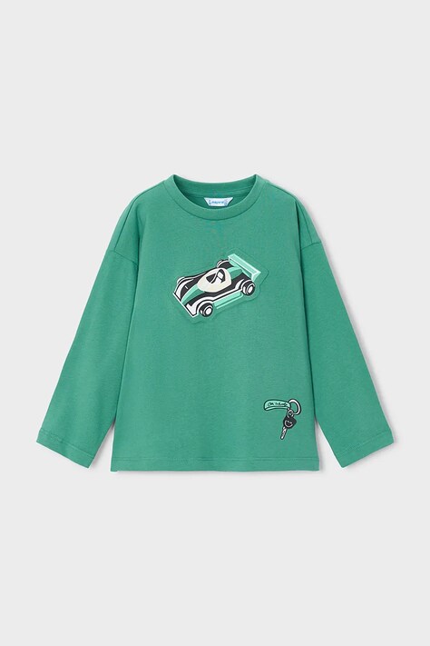 Mayoral Longsleeve dziecięcy bawełniany zielony 4009