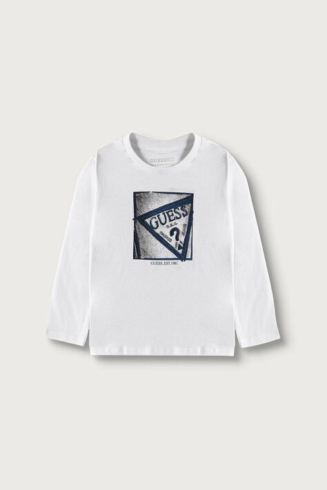 Guess Longsleeve dziecięcy bawełniany z elastanem biały N6YI24 K3882