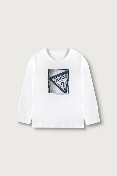 Guess Longsleeve pentru copii din bumbac cu elastan alb N6YI24 K3882