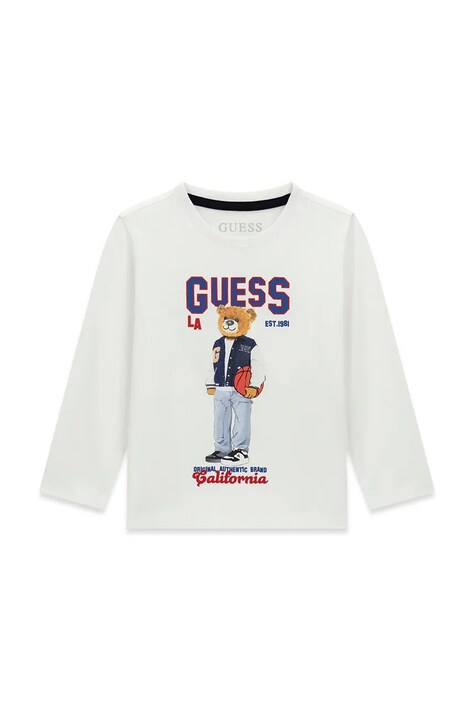 Guess longsleeve dziecięcy bawełniany biały N6YI06 K3794
