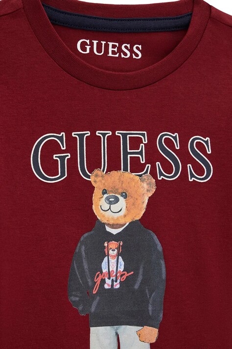 Guess лонгслів дитячий бавовняний — AW26-BUBZZO, бордо — фото 3