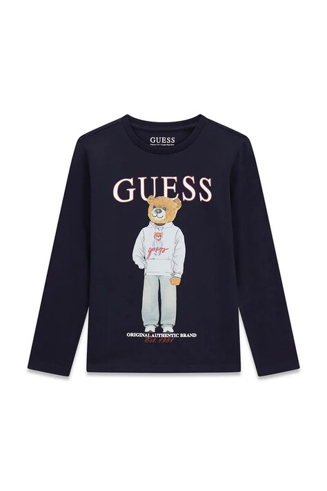 Guess longsleeve dziecięcy bawełniany granatowy L6YI20 K3752