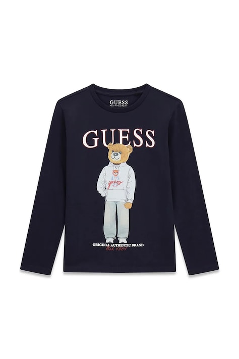Guess longsleeve dziecięcy bawełniany granatowy L6YI20 K3752