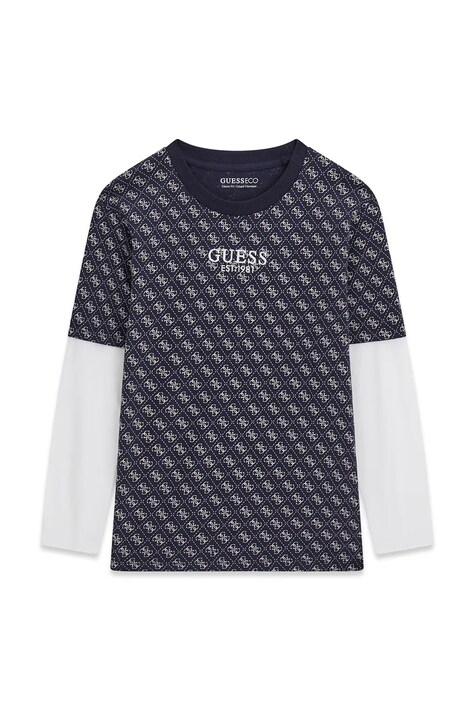 Guess longsleeve dziecięcy bawełniany granatowy L6YI18 K3748