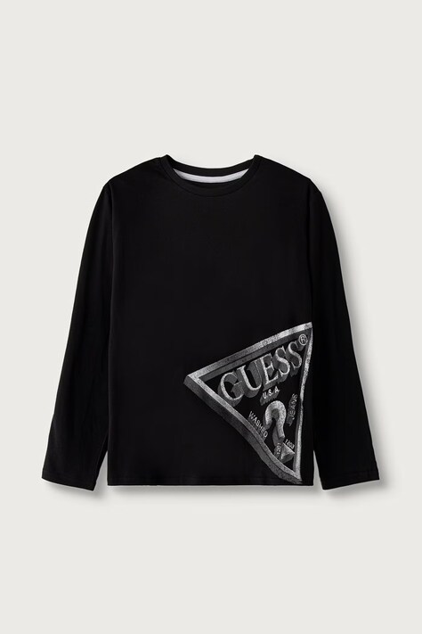 Guess Tričko s dlouhým rukávem dětské bavlněné černé L6YI12 K3727