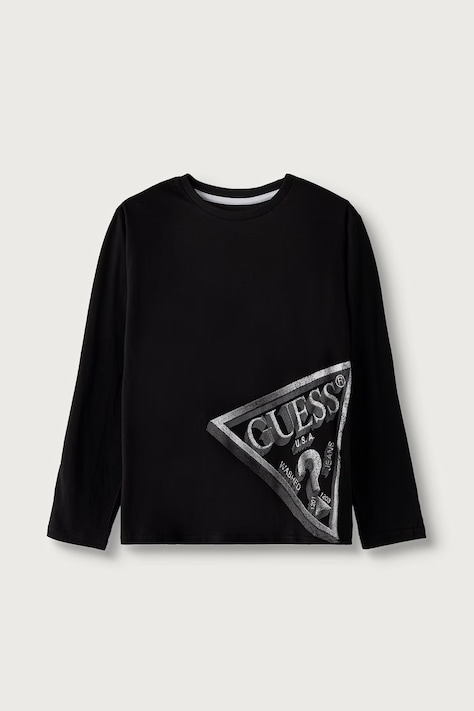 Guess Tričko s dlhým rukávom detské bavlnené čierne L6YI12 K3727