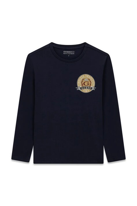 Guess longsleeve dziecięcy bawełniany granatowy L6YI08 K3717