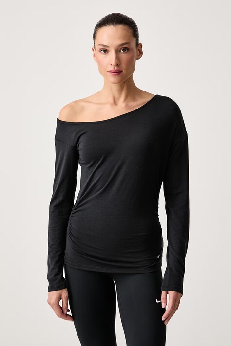 Nike Longsleeve treningowy damski z bawełną Nike One Relaxed czarny IU1422.010