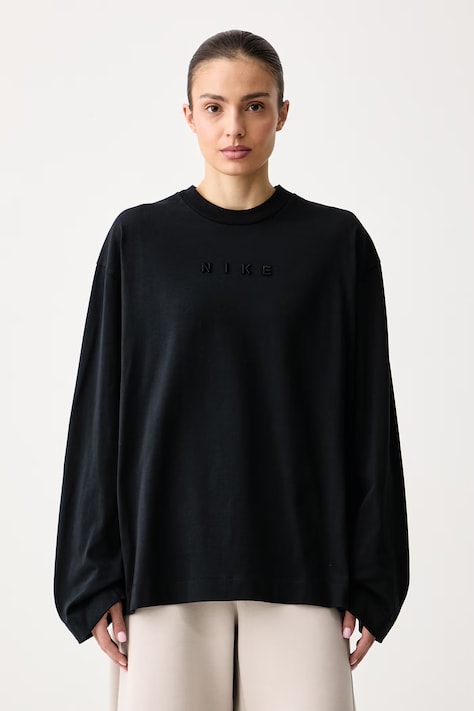 Nike Sportswear Longsleeve pentru femei din bumbac Luxe negru IM6441.010
