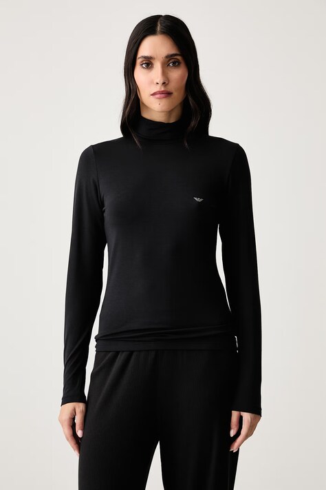 Emporio Armani Underwear Longsleeve lounge damski z lyocellem czarny EW002039 AF25579