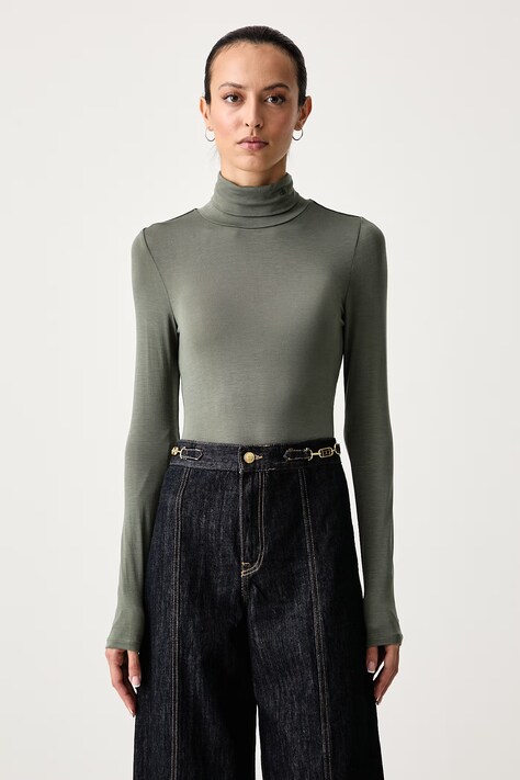 Scotch & Soda Longsleeve damski z lyocellu zielony U9B01755T