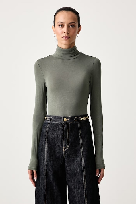 Scotch & Soda Longsleeve damski z lyocellu zielony U9B01755T