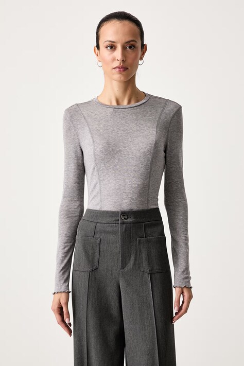 Scotch & Soda Longsleeve damski z dodatkiem wełny szary U9B01753T
