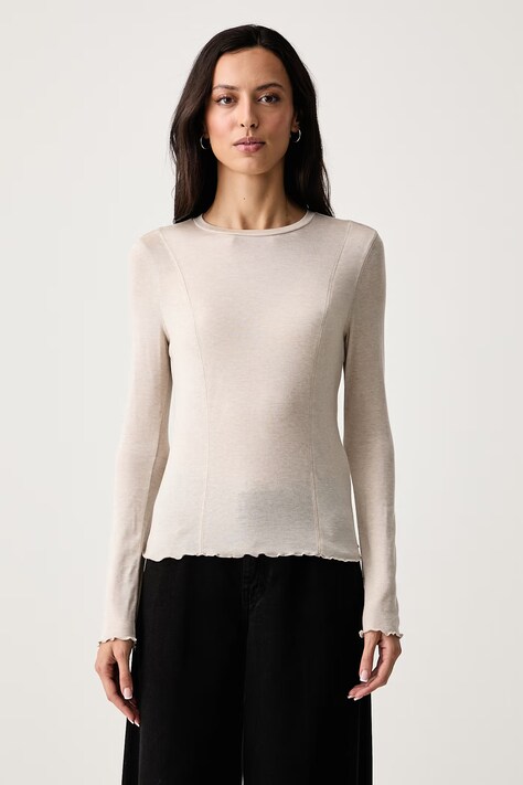 Scotch & Soda Longsleeve damski z dodatkiem wełny beżowy U9B01753T