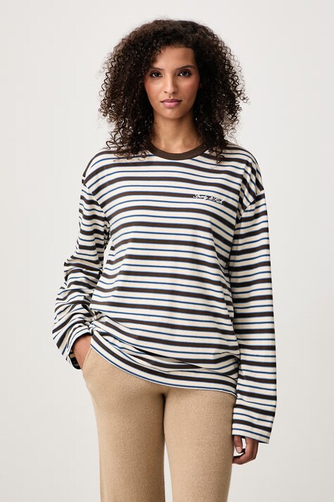 Sporty & Rich Longsleeve damski bawełniany Signature Logo brązowy TO12483326BR40