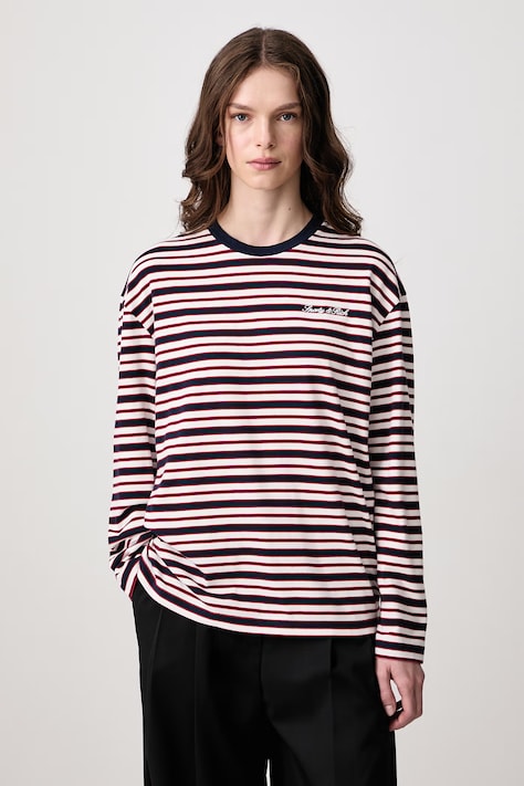 Sporty & Rich Longsleeve damski bawełniany Signature Logo granatowy TO12485326ST74