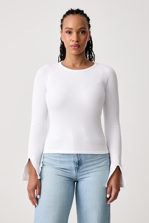 Guess Jeans Блуза с дълги ръкави дамска бяла W6BP10 K5533