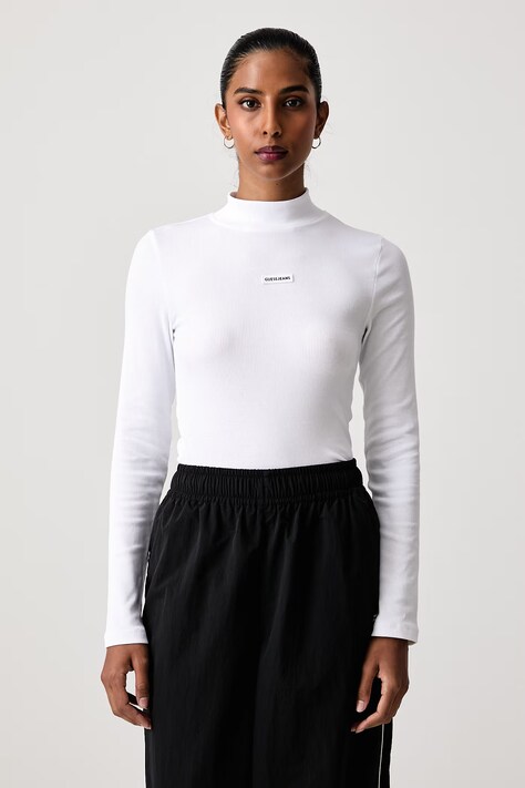 Guess Jeans Longsleeve damski bawełniany z elastanem biały W6BP06 K5471